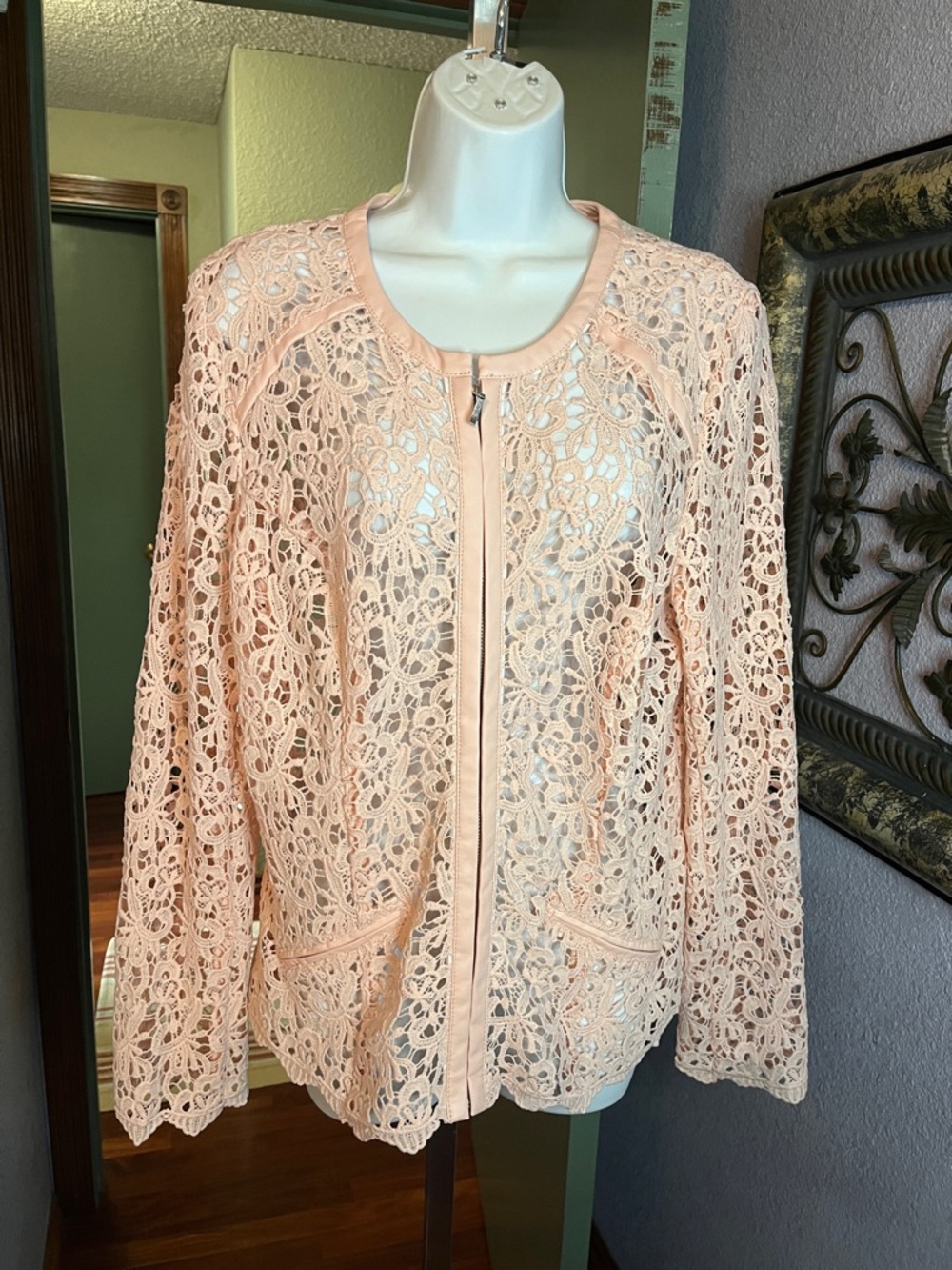 INC International Concepts Pink Lace Jacket-Sz XL- beautiful